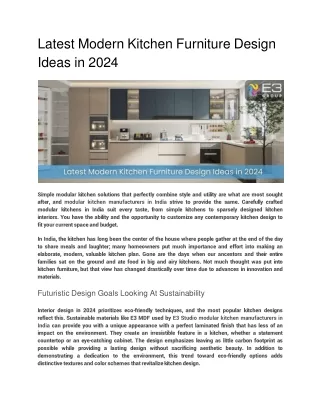 Latest Modern Kitchen Furniture Design Ideas in 2024