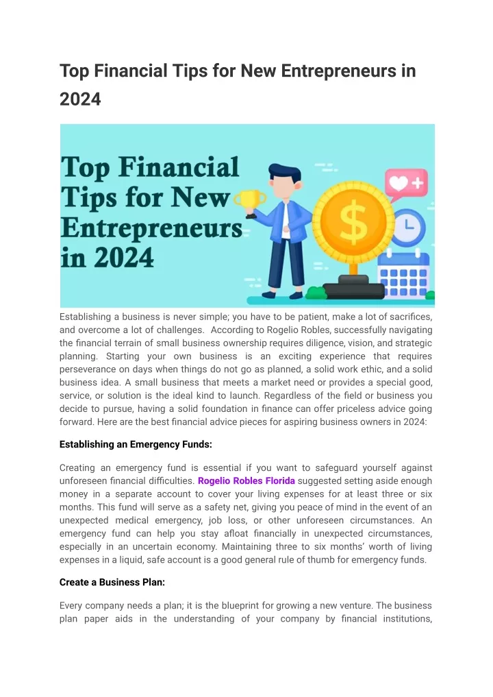 top financial tips for new entrepreneurs in 2024