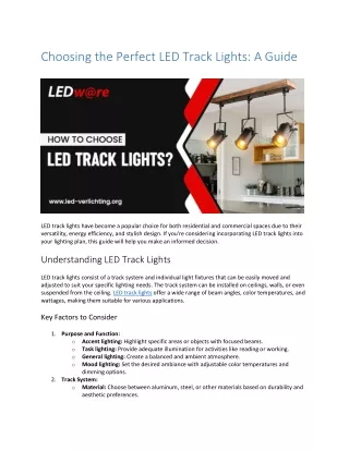 Choosing the Perfect LED Track Lights- A Guide