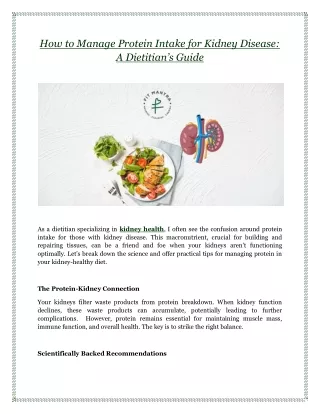 How to Manage Protein Intake for Kidney Disease?: A Dietitian’s Guide