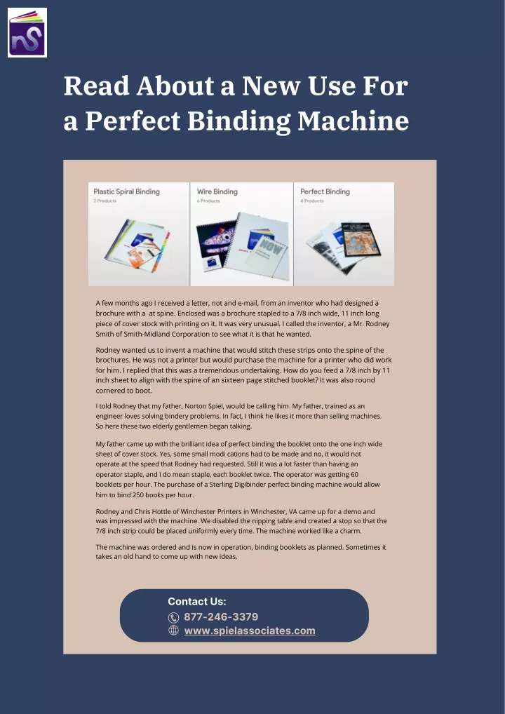 read about a new use for a perfect binding machine