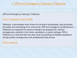 CPR and Emergency Training in Fallbrook