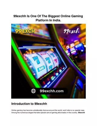 99exchh is one of the biggest online gaming