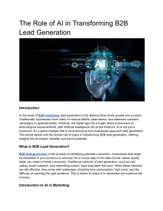 The Role of AI in Transforming B2B Lead Generation