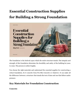 essential construction supplies