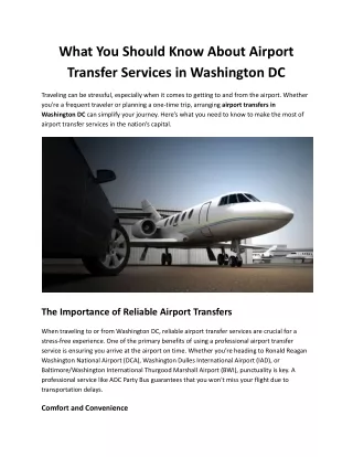 What You Should Know About Airport Transfer Services in Washington DC