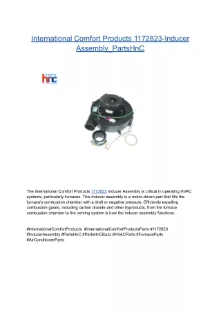 International Comfort Products 1172823-Inducer Assembly_PartsHnC