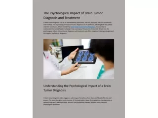 The Psychological Impact of Brain Tumor Diagnosis and Treatment