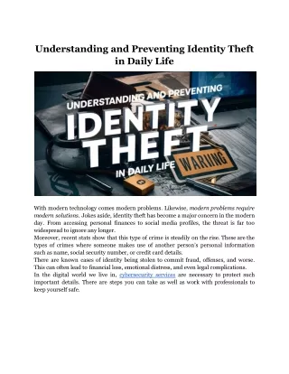 understanding and preventing identity theft