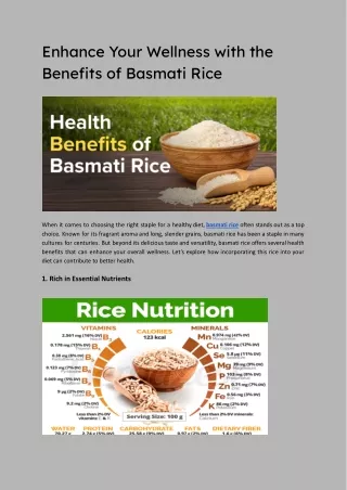Enhance Your Wellness with the Benefits of Basmati Rice