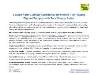 Elevate Your Culinary Creations: Innovative Plant-Based Biryani Recipes