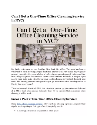 can i get a one time office cleaning service