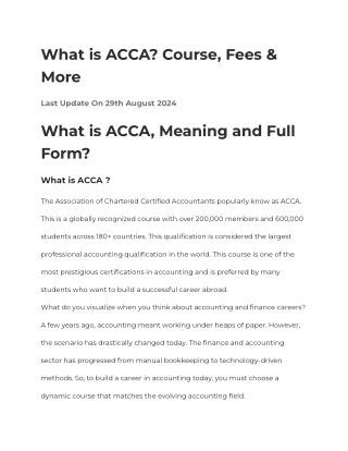 What is ACCA? Course, Fees & More