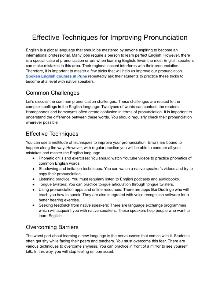 effective techniques for improving pronunciation