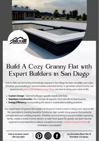 Build A Cozy Granny Flat with Expert Builders in San Diego