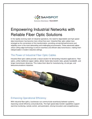 Empowering Industrial Networks with Reliable Fiber Optic Solutions- sanspot - PDF