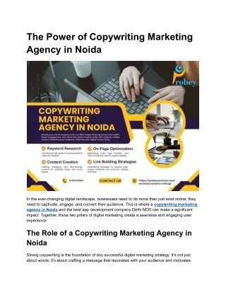 The Power of Copywriting Marketing Agency in Noida