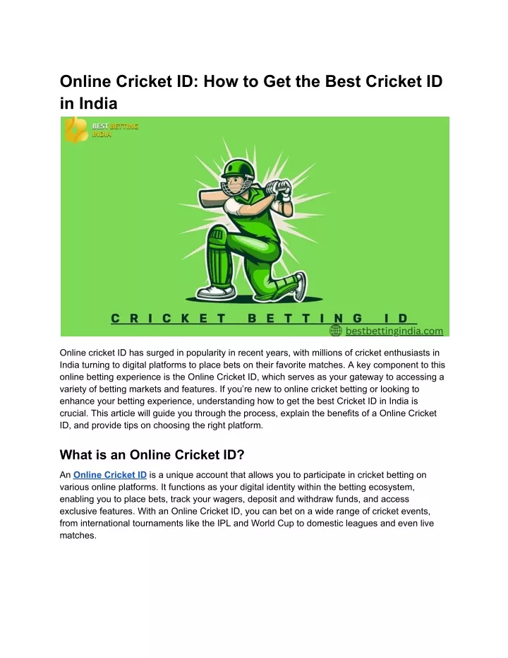 online cricket id how to get the best cricket