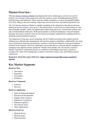Life Science Analytics Market: Leveraging AI for Improved Healthcare Decision-Ma