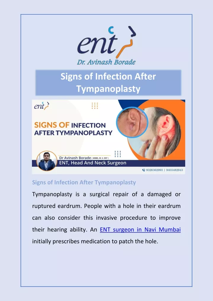 signs of infection after tympanoplasty