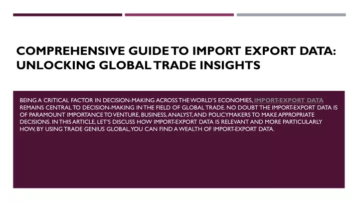 comprehensive guide to import export data