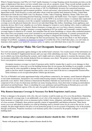 Renters Insurance Coverage Vs Property Manager Insurance Coverage: Insurance Cov