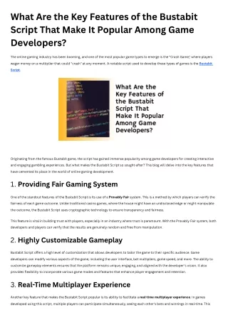 Key Features of the Bustabit Script