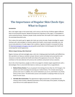 The Importance of Regular Skin Check-Ups What to Expect