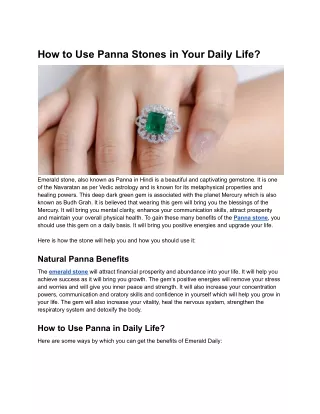 how to use panna stones in your daily life