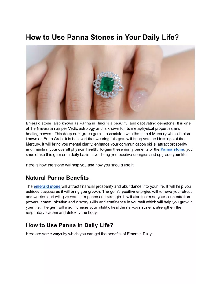 how to use panna stones in your daily life