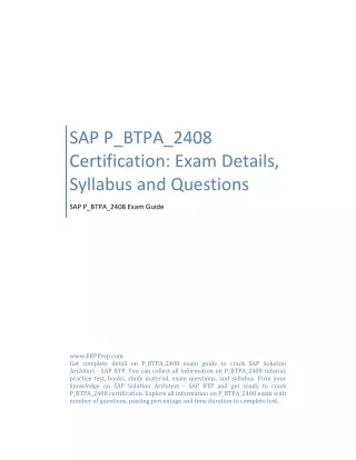 SAP P_BTPA_2408 Certification: Exam Details, Syllabus and Questions