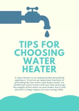 Tips For Choosing  A Water Heater