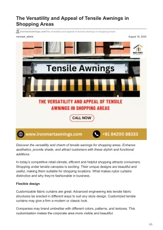 The Versatility and Appeal of Tensile Awnings in Shopping Areas