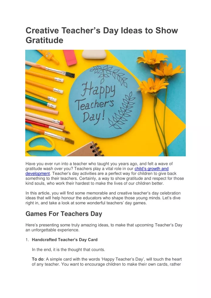 creative teacher s day ideas to show gratitude