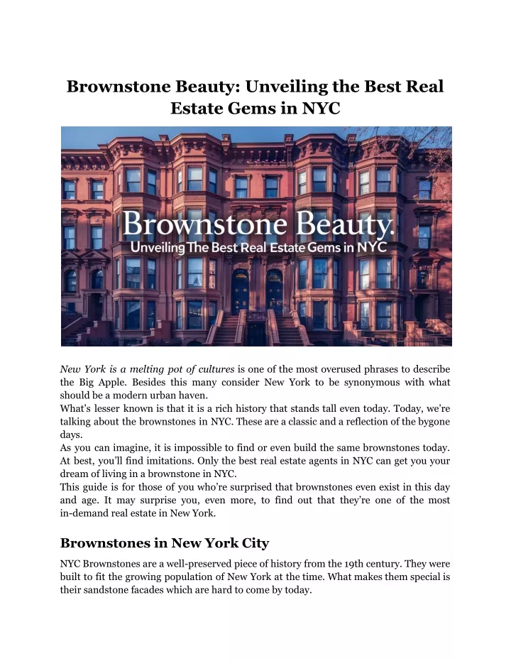 brownstone beauty unveiling the best real estate