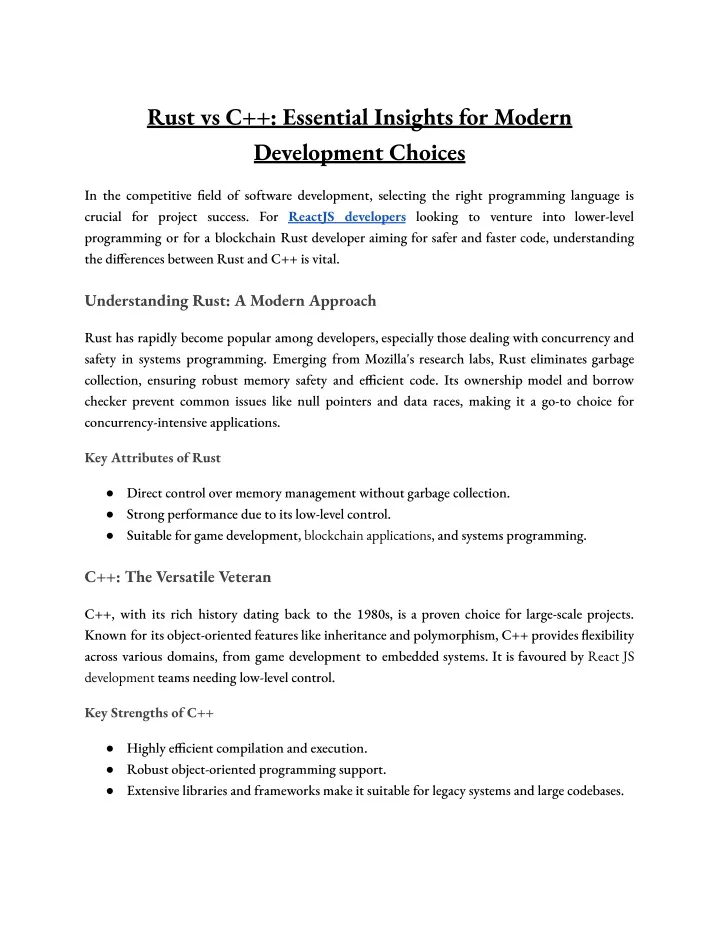 rust vs c essential insights for modern