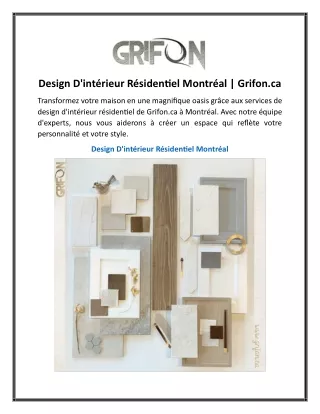 design d int rieur r sidentiel montr al grifon ca