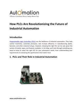 How PLCs Are Revolutionizing the Future of Industrial Automation