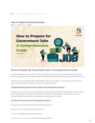 How to prepare for Government Jobs