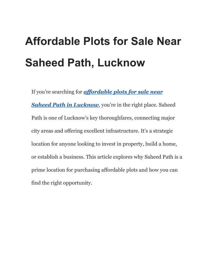 affordable plots for sale near