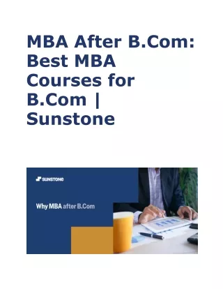 MBA After B.Com: Best MBA Courses for B.Com | Sunstone