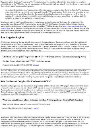 Vin Verification Overview