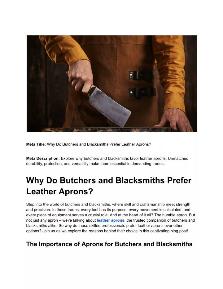 meta title why do butchers and blacksmiths prefer