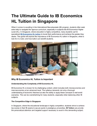 The Ultimate Guide to IB Economics HL Tuition in Singapore