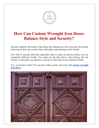 How Can Custom Wrought Iron Doors Balance Style and Security