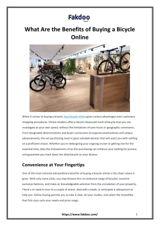 What Are the Benefits of Buying a Bicycle Online