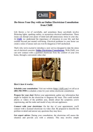Top Online Electrician Consultation – Chilll.com