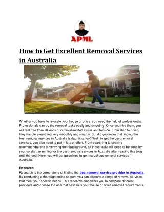 How to Get Excellent Removal Services in Australia