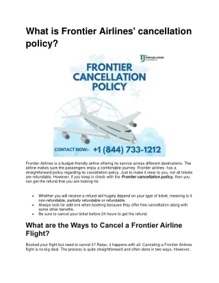 what is frontier airlines cancellation policy