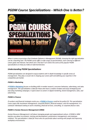 PGDM Course Specializations - Which One Is Better?